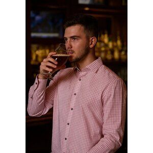 Robert Graham Pink White Gingham Check Collared Tailored Fit Button Down Large